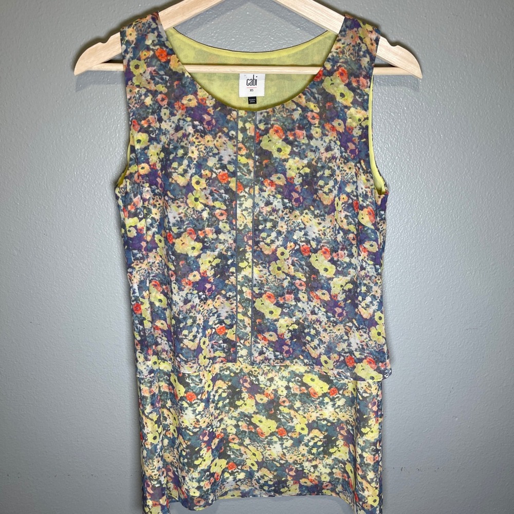 Cabi‎ Women's XS Sleeveless Chiffon Floral Top Fully Lined